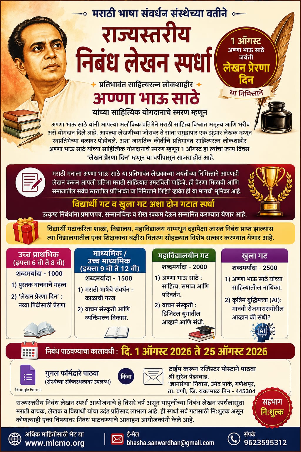राज्यस्तरीय निबंध लेखन स्पर्धा
